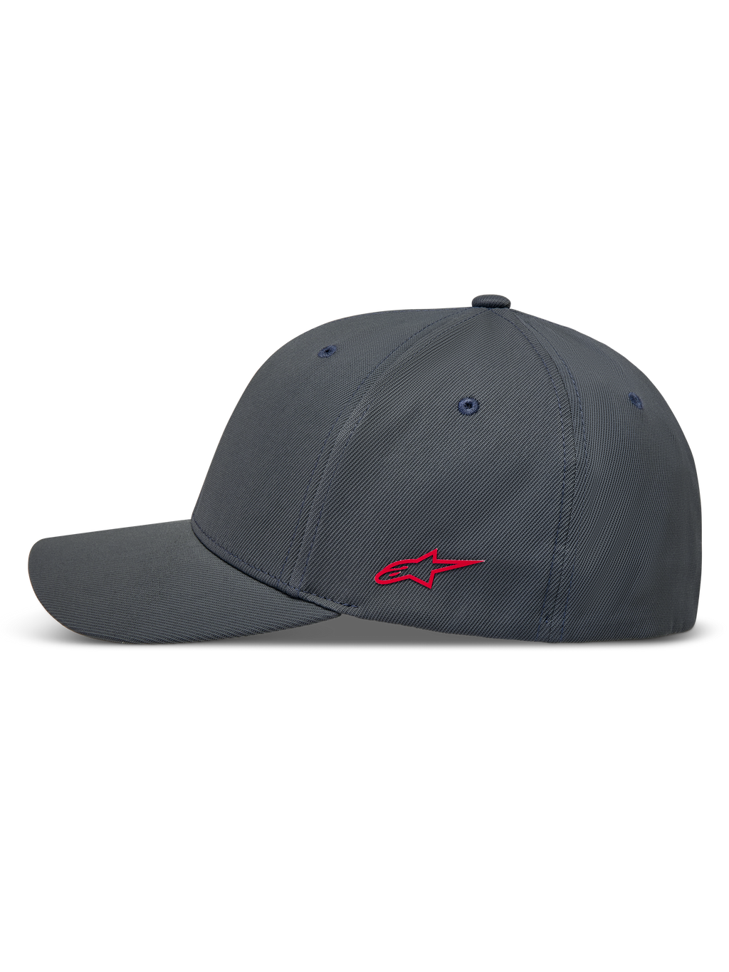 Alpinestars Points, ciemnoszara czapka z daszkiem, czerwone logo Astars z boku, materiał nylon tactel, elastyczny tył.