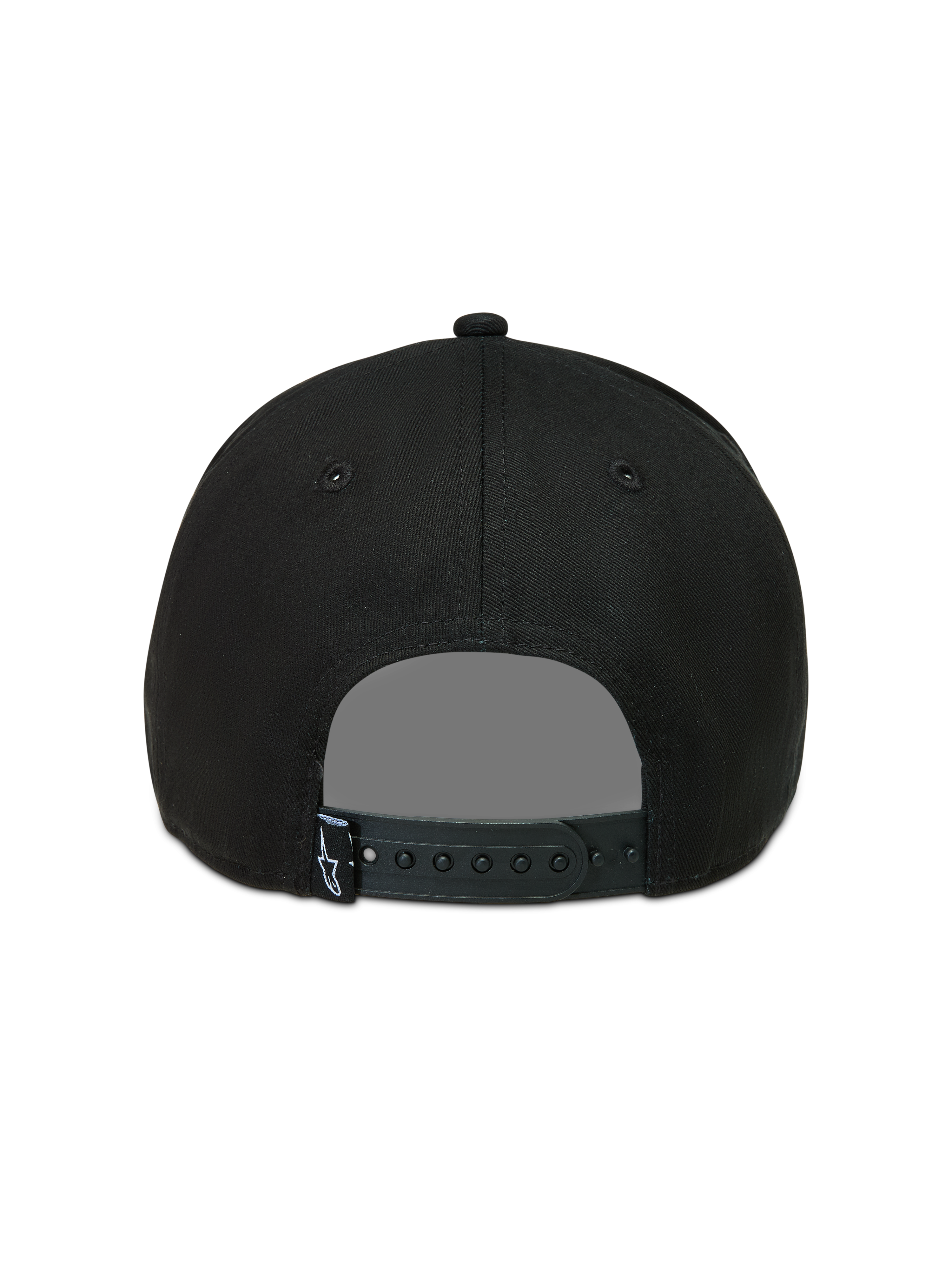 Alpinestars Acme Snapback, czarna czapka z daszkiem, regulowane zapięcie snapback i małe logo Astars z tyłu.
