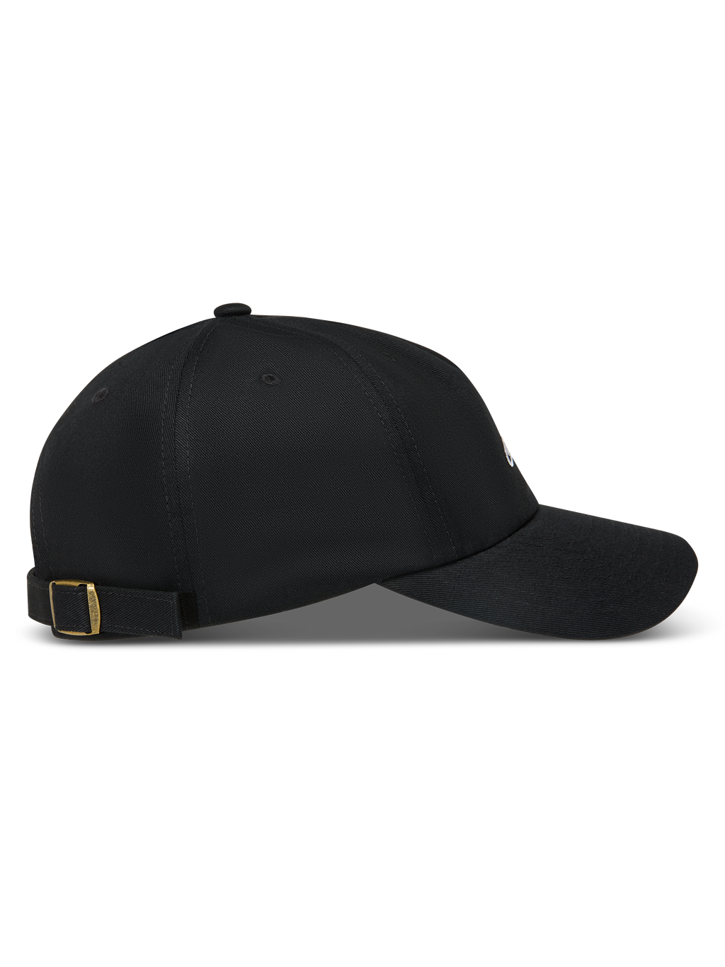 Alpinestars Dylan Dad Hat, czarna sportowa czapka z daszkiem z kepru, zakrzywiony daszek i regulowana mosiężna klamra.