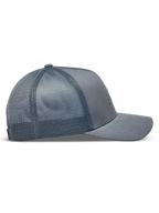 Alpinestars Augment Trucker, szara czapka z daszkiem z boku, oddychająca siatka i zakrzywiony daszek.