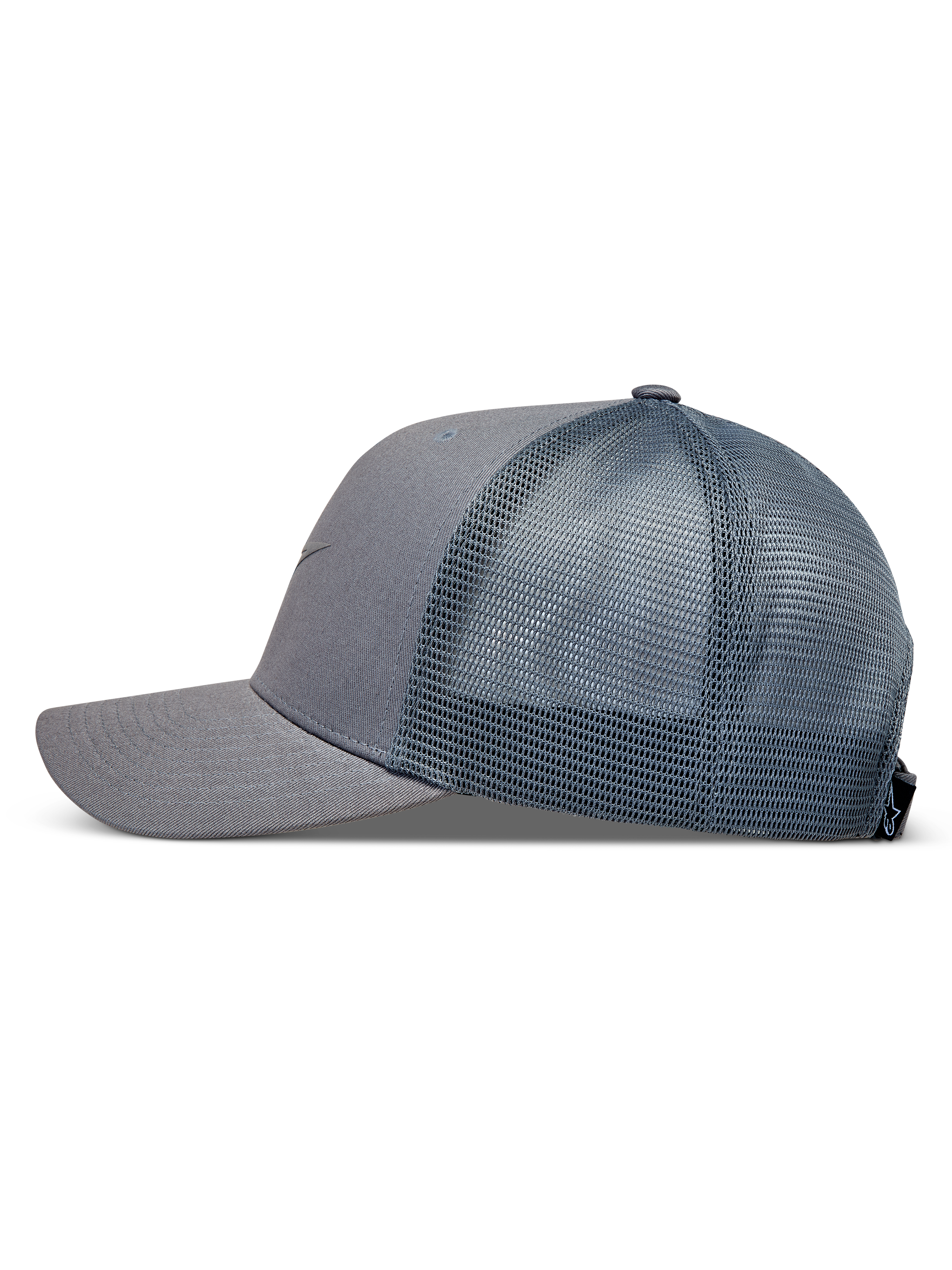 Alpinestars Augment Trucker kapelusz, szara czapka z daszkiem typu trucker z tkaniny twill i przewiewnej siatki.