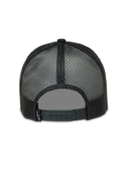 Alpinestars Baron Trucker, czarna czapka z daszkiem, tył z oddychającej siatki i regulowane zapięcie snapback.