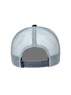 Alpinestars Gravel Trucker, czapka z daszkiem, szara i czarna, tył z oddychającej siatki i regulowane zapięcie snapback