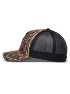 Alpinestars Thicket Realtree, czapka z daszkiem typu trucker, wzór camo i czarny, zakrzywiony daszek oraz przewiewna siatka mesh.