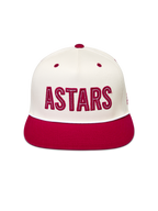 Alpinestars Stadium Snapback Hat, Off White and Red cotton twill cap with a flat bill and bold ASTARS logo applique.