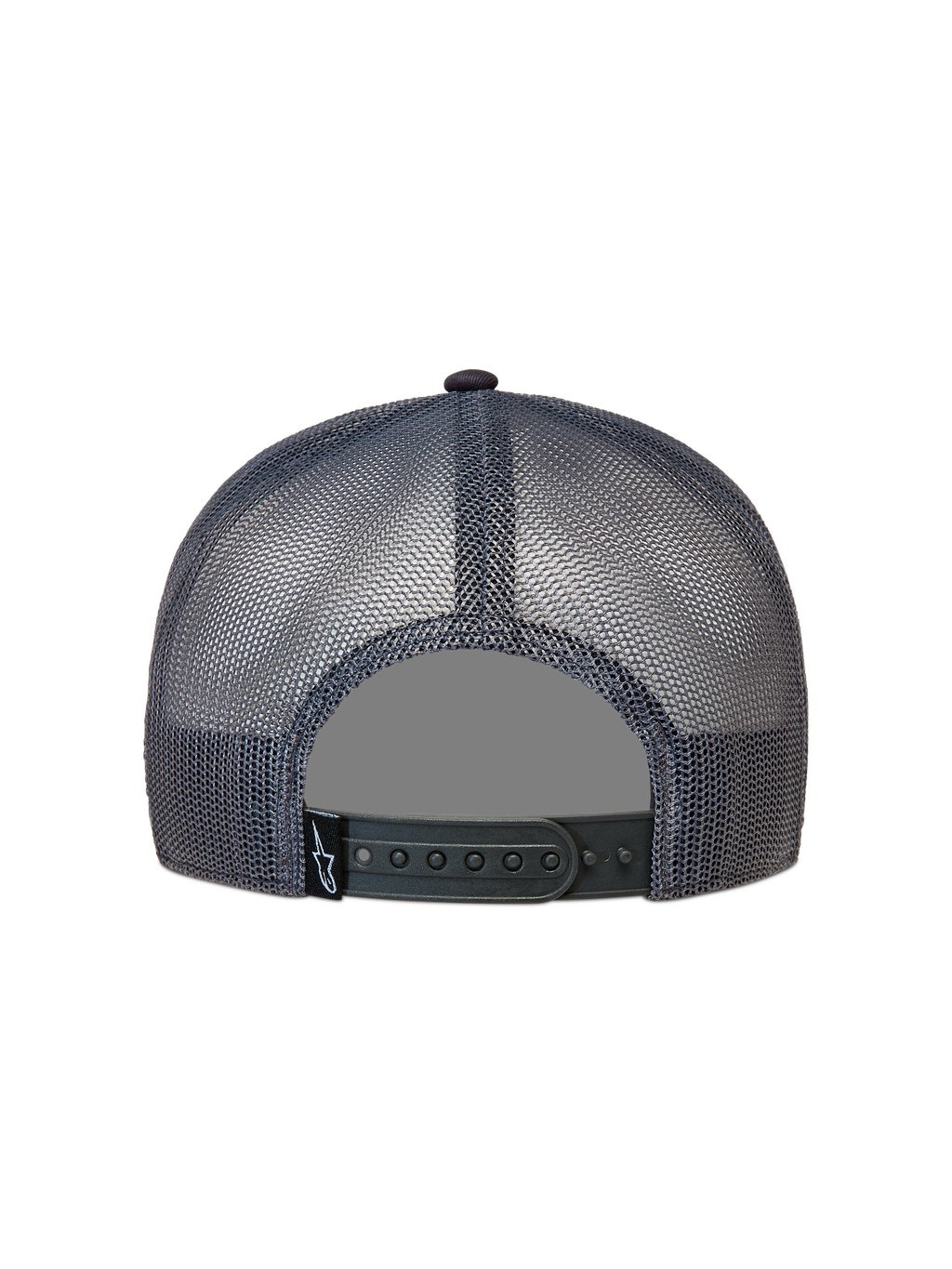 Alpinestars Ten Trucker, ciemnoszara czapka z daszkiem, siateczkowy tył, regulowane zapięcie snapback, mała metka z logo Astars