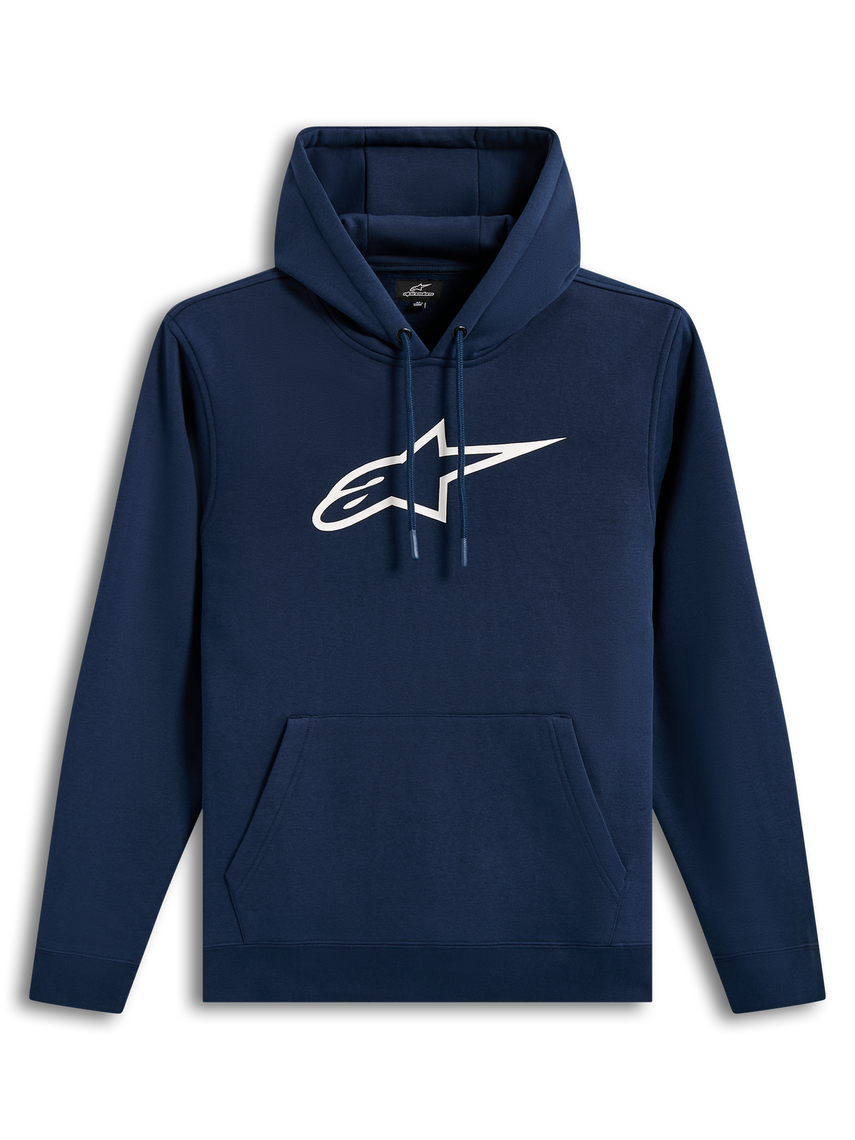 Alpinestars Ageless V3 Hoodie, Navy Blue and White casual sportswear pullover featuring a large embroidered chest logo.