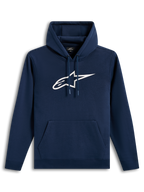 Alpinestars Ageless V3 Hoodie, granatowa bluza z kapturem, białe haftowane logo na piersi, casualowa odzież sportowa.