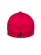 Alpinestars Arcstars Hat, czerwona, widok z tyłu pokazujący elastyczne zapięcie typu flex-back, mała czarna metka z białym logo Astars na środkowym szwie, strukturalna tkanina z elastycznego diagonalu, codzienne nakrycie głowy w stylu motorsport