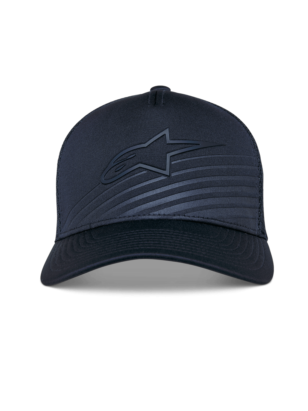 Czapka Alpinestars Delane, granatowa czapka z daszkiem o strukturalnym kroju, zakrzywiony daszek z tonalnym logo i odblaskową naszywką, siateczkowy tył zapewniający wentylację, sportowe akcesorium