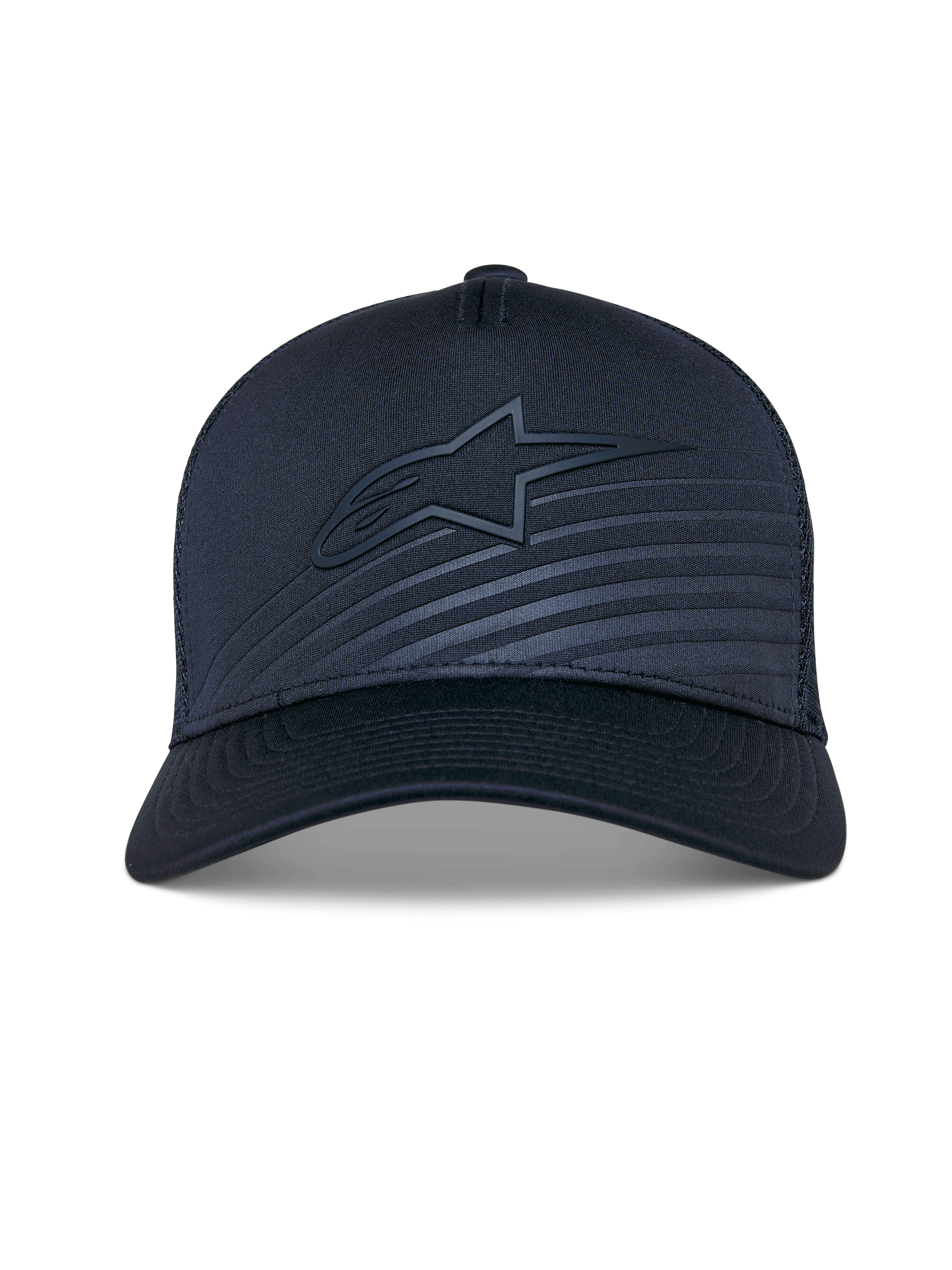 Czapka Alpinestars Delane, granatowa czapka z daszkiem o strukturalnym kroju, zakrzywiony daszek z tonalnym logo i odblaskową naszywką, siateczkowy tył zapewniający wentylację, sportowe akcesorium