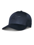 Alpinestars Delane Hat, sportowa czapka baseballowa, granatowa, stonowane logo gwiazdy i odblaskowe linie, strukturalna korona z siateczką diamond z tyłu, zakrzywiony daszek, oddychająca odzież sportowa