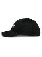 Czapka Alpinestars Profile, czarna czapka typu snapback, widok z boku, strukturalna korona z zakrzywionym daszkiem, haftowane logo Alpinestars, codzienne nakrycie głowy inspirowane motorsportem