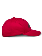 Alpinestars Profile Hat, czerwona, widok z boku, czapka z daszkiem ze strukturalną koroną i zakrzywionym daszkiem, bawełniany splot skośny, codzienne nakrycie głowy inspirowane motorsportem