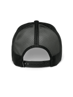 Alpinestars Gambit Trucker Hat, czarna czapka z daszkiem typu snapback, widok z tyłu ukazujący oddychające panele z poliestrowej siatki i regulowane zapięcie typu snapback, codzienna odzież sportowa motorsport