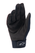 Rękawice Alpinestars A-Dura Thermal, rękawice MTB, ciemnobordowe i czarne, widok wewnętrznej części dłoni z syntetycznego zamszu, neoprenowy mankiet z zapięciem na rzep i białym logo Astar, zaprojektowane do jazdy na rowerze górskim w chłodne dni