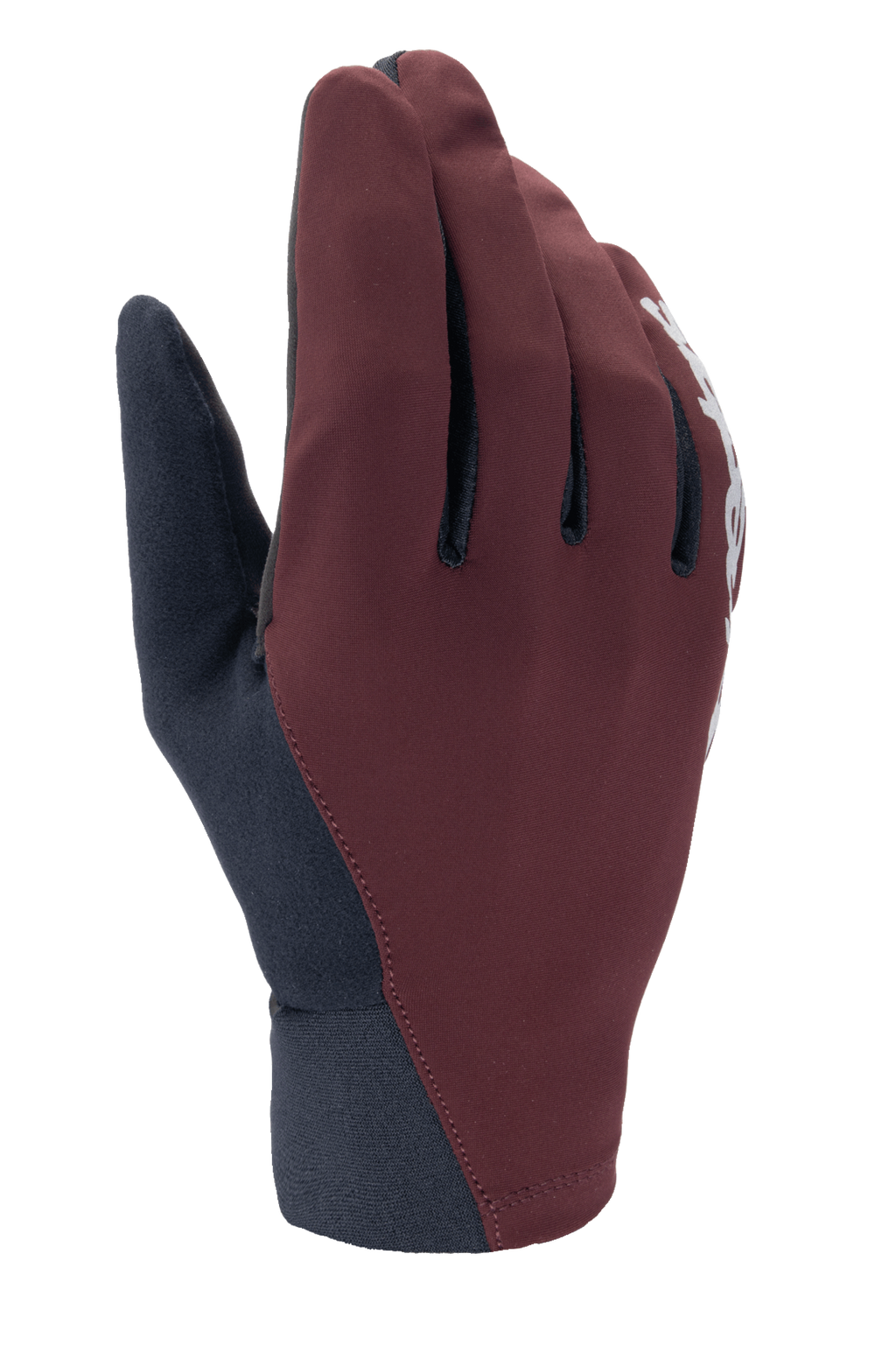 Rękawice Alpinestars A-Dura Thermal, zimowe rękawice MTB, ciemnobordowe i czarne, wyposażone w wiatroszczelną powłokę zewnętrzną i neoprenowy mankiet, białe logo, izolacja termiczna do jazdy w chłodne dni