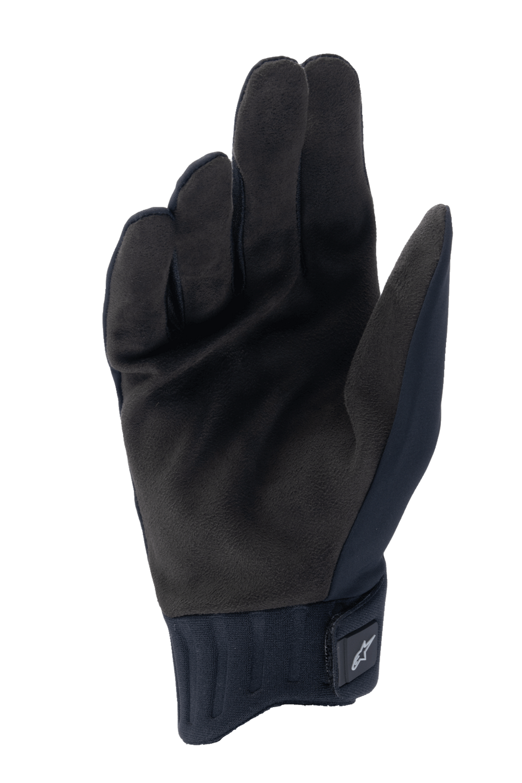 Alpinestars Stella A-Dura Rain Gloves, damskie rękawice deszczowe MTB, czarne, widok wewnętrznej strony dłoni z syntetycznego zamszu, prążkowany mankiet neoprenowy z regulowanym paskiem, wodoodporny sprzęt rowerowy