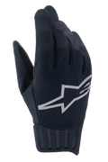 Alpinestars Stella A-Dura Rain Gloves, damskie wodoodporne rękawice MTB, czarne ze srebrnym odblaskowym logo, prążkowany neoprenowy mankiet, wiatroszczelna tkanina, profesjonalna odzież rowerowa