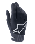 Alpinestars Youth A-Dura Gloves, młodzieżowe rękawice rowerowe, czarne, duże białe logo gwiazdy na wierzchu dłoni, teksturowany materiał z prążkowanym mankietem, elastyczna konstrukcja do jazdy w terenie