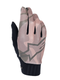 Alpinestars A-Dura Squad Gloves, rękawice rowerowe MTB, brązowy i szary wzór moro, duży kontur logo gwiazdy na wierzchu, teksturowana siateczka, czarny prążkowany mankiet