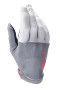 Alpinestars A-Aria Gloves, rękawice rowerowe MTB, ciemnoszare i jasnoszare z czerwonymi akcentami, z czerwonym logo gwiazdy, wentylowany elastyczny materiał, lekka i elastyczna konstrukcja