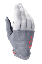 Alpinestars A-Aria Gloves, rękawice rowerowe MTB, ciemnoszare i jasnoszare z czerwonymi akcentami, z czerwonym logo gwiazdy, wentylowany elastyczny materiał, lekka i elastyczna konstrukcja