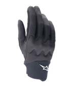 Alpinestars A-Supra Shield Gloves, MTB Cycling Gloves, Black, sleek design with wavy knuckle shield pattern, white star logo on the neoprene cuff, flexible and durable construction