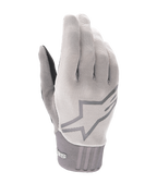 Alpinestars A-Dura Gel Gloves, rękawice na rower górski, jasnoszare, teksturowany materiał z dużym logo gwiazdy na wierzchu, neoprenowy mankiet, ergonomiczna żelowa wyściółka dłoni do jazdy w terenie