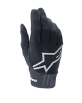 Alpinestars Stella A-Dura, damskie rękawice MTB, czarne z wyraźnym białym logo gwiazdy na wierzchu, prążkowana tekstura materiału, dopasowany krój z neoprenowym mankietem do jazdy na rowerze górskim