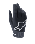 Alpinestars Stella A-Dura, damskie rękawice MTB, czarne z wyraźnym białym logo gwiazdy na wierzchu, prążkowana tekstura materiału, dopasowany krój z neoprenowym mankietem do jazdy na rowerze górskim