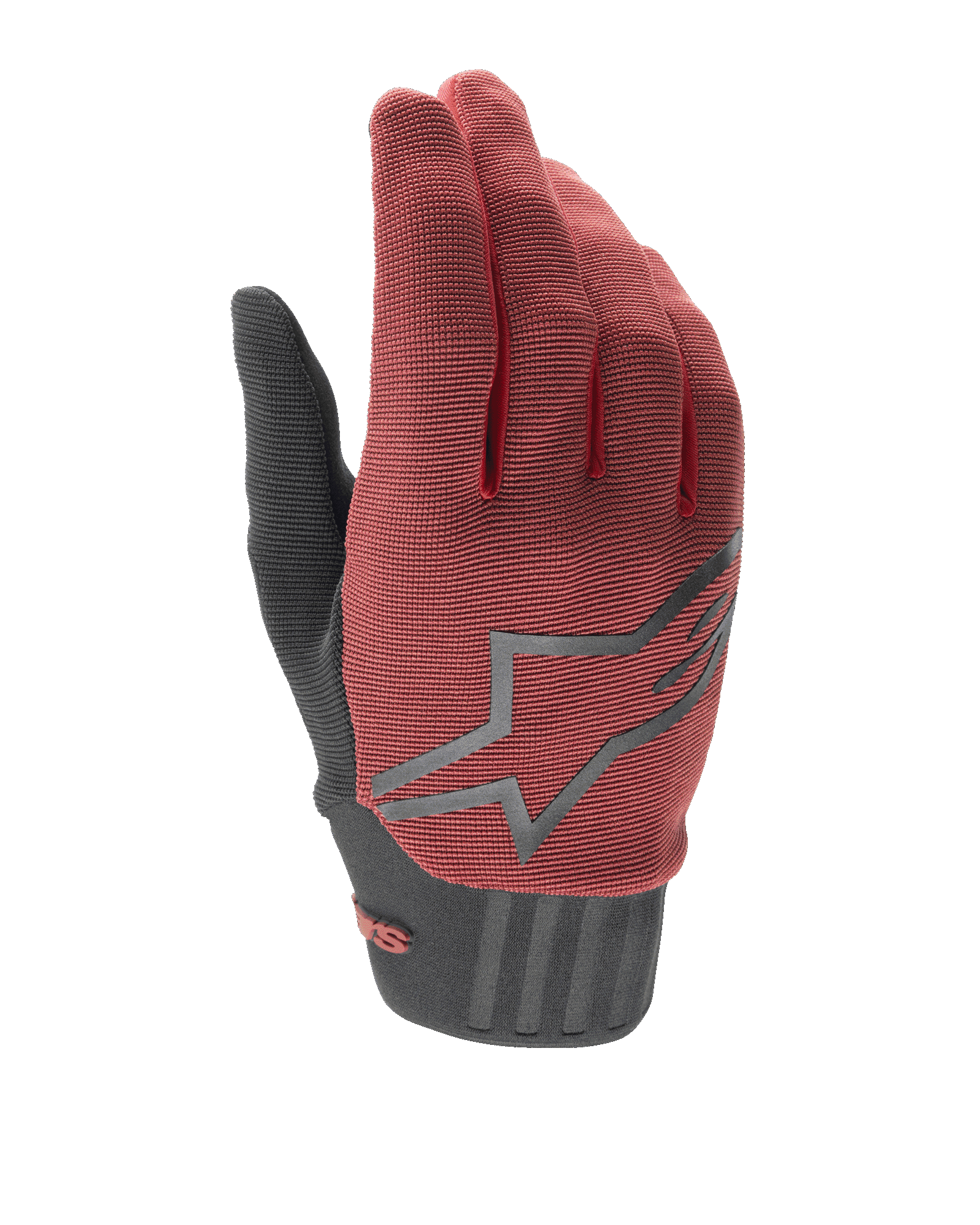 Alpinestars Stella A-Dura, damskie rękawice rowerowe, bordowo-czarne, teksturowany materiał na wierzchu, duże szare logo gwiazdy, czarny neoprenowy mankiet z bezpiecznym zapięciem, ergonomiczny krój i wydajność