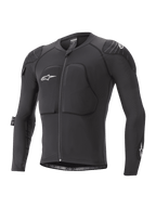 Alpinestars Youth Paragon Lite Protection Jacket, młodzieżowa kurtka ochronna MTB z długim rękawem, czarna z białym logo, zamek z przodu, wyściełana ochrona klatki piersiowej i ramion, oddychające rękawy z siateczki, lekka elastyczna konstrukcja