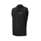 Alpinestars A-Dura Thermal Vest, czarna kamizelka rowerowa, z pełnym zamkiem błyskawicznym z przodu i małym odblaskowym logo Alpinestars na piersi, boczne kieszenie na zamek, lekka ocieplana konstrukcja do jazdy na rowerze górskim w chłodne dni