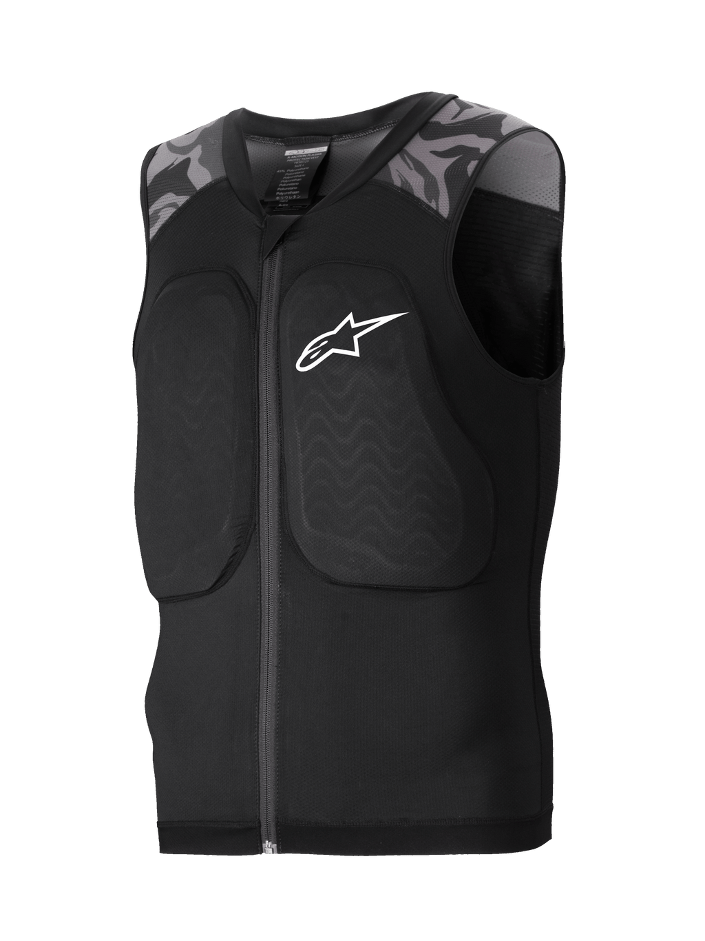 Alpinestars Kamizelka Ochronna A-Motion Plasma, kamizelka ochronna MTB, czarna i moro, certyfikat CE poziomu 1, ochrona klatki piersiowej i pleców Nucleon Plasma, oddychająca konstrukcja z siatki