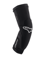 Alpinestars Paragon Plus Knee Protectors, czarno-białe, ochraniacze na kolana MTB, oddychający wsuwany rękaw z siatki, zakrzywiona ergonomiczna konstrukcja z białym logo gwiazdy, wyściełana konstrukcja do jazdy w terenie