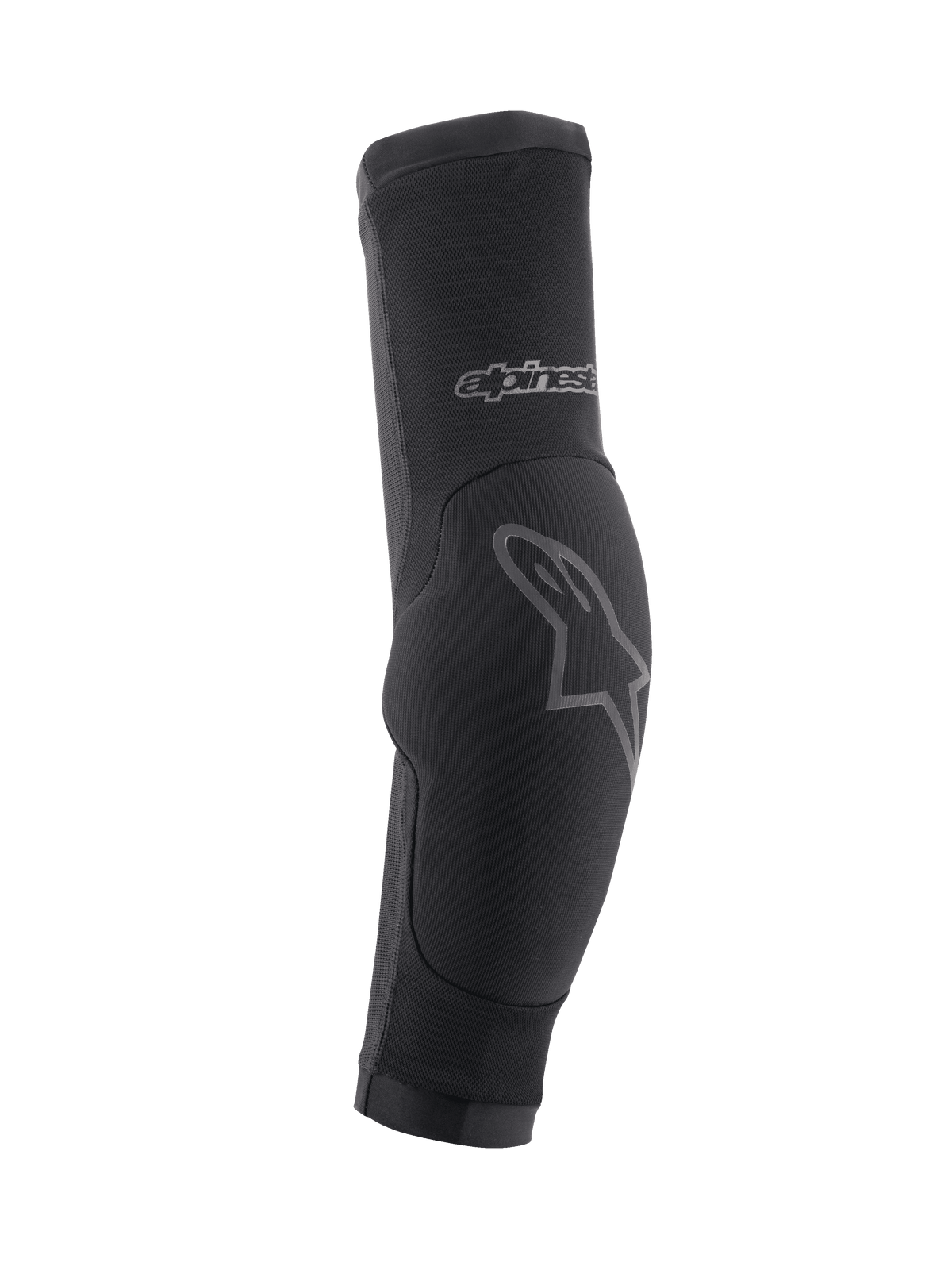Alpinestars Paragon Plus, ochraniacze na łokcie MTB, czarne z szarymi akcentami logo, wsuwana konstrukcja z wyściełaną częścią łokciową i oddychającym materiałem siatkowym, sprzęt ochronny do jazdy terenowej