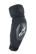 Alpinestars A-Impact Plasma Elite Shield, ochraniacz łokcia, czarny z białym logo gwiazdy, twarda skorupa ochronna TPU, podwójne regulowane paski, wentylacja z siateczki, ergonomiczna profilowana konstrukcja, sprzęt ochronny MTB