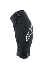 Alpinestars A-Impact Plasma Pro Elbow Protector, ochraniacz łokcia MTB, czarny z białym logo, dwa regulowane paski na rzep, ergonomiczna, wstępnie zakrzywiona konstrukcja