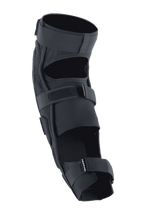 Alpinestars A-Impact Plasma Pro Knee Shin Protector, czarny, widok z tyłu, potrójny system zapięcia na paski, oddychające panele z siatki, ergonomiczna wstępnie zakrzywiona konstrukcja dla ochrony rowerowej off-road