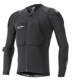 Alpinestars Paragon Lite Protection Jacket - Long Sleeve, zbroja MTB, czarna, oddychająca siatkowa konstrukcja z wyściełaną klatką piersiową i ramionami, zamek z przodu, białe logo z gwiazdą na piersi, lekki i dopasowany krój