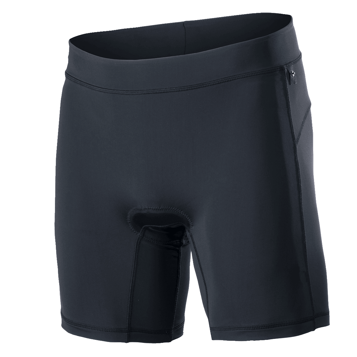 Alpinestars Drop Inner Shorts, czarne spodenki wewnętrzne do kolarstwa górskiego ze zintegrowaną wkładką, szeroki elastyczny pas, ergonomiczny kompresyjny krój, oddychający i szybkoschnący materiał do jazdy trail i enduro