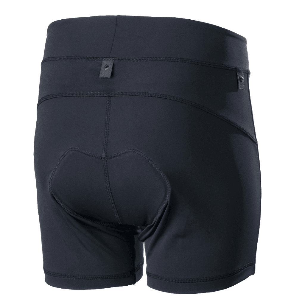 Alpinestars Stella Drop Inner Shorts, damskie wewnętrzne spodenki rowerowe, czarne, widok z tyłu ze zintegrowaną wkładką chamois i zatrzaskami, ergonomiczny krój kompresyjny do enduro
