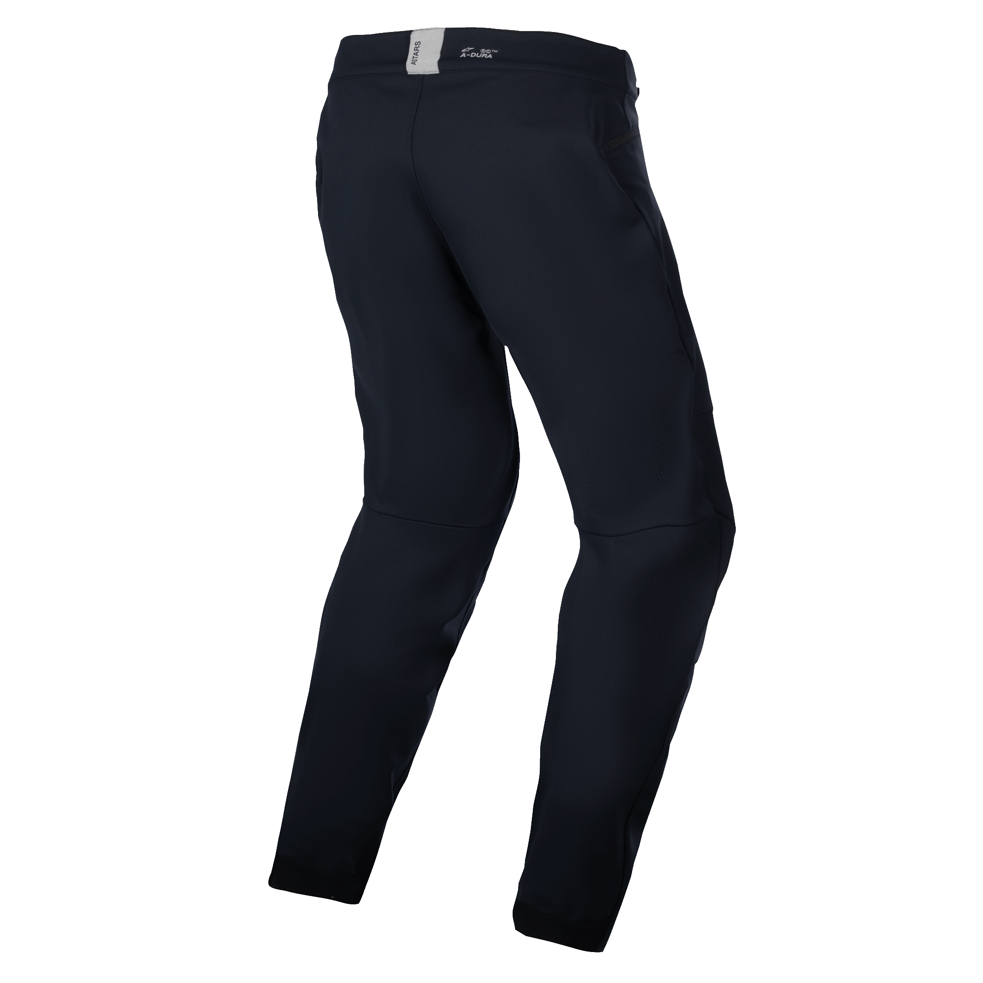 Alpinestars A-Dura Thermal Pant, spodnie rowerowe MTB, czarne, widok z tyłu przedstawiający anatomicznie wyprofilowany krój, małe logo ASTARS na tylnym pasie, minimalistyczny styl do jazdy trail i enduro