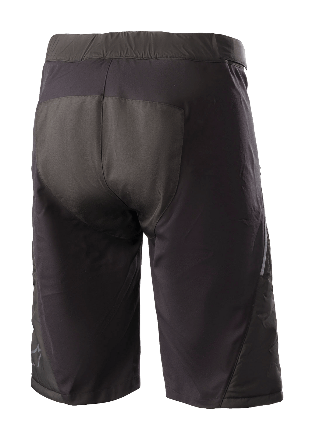 Alpinestars Denali 2 Shorts, szorty MTB, kolor Black Grisaille, widok z tyłu prezentujący wzmocniony obszar siedzenia i wodoodporną konstrukcję tekstylną do jazdy w terenie