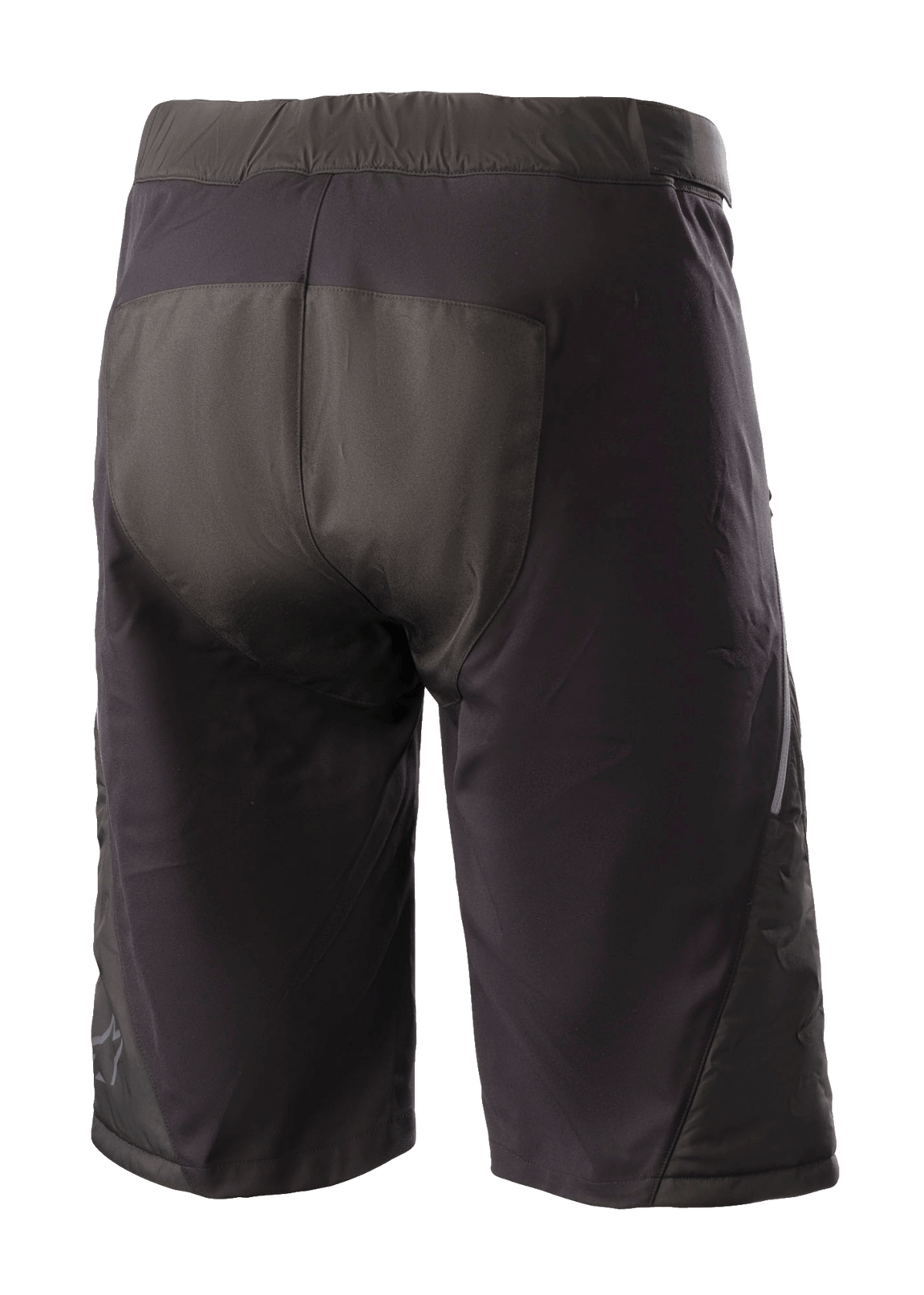 Alpinestars Denali 2 Shorts, szorty MTB, kolor Black Grisaille, widok z tyłu prezentujący wzmocniony obszar siedzenia i wodoodporną konstrukcję tekstylną do jazdy w terenie
