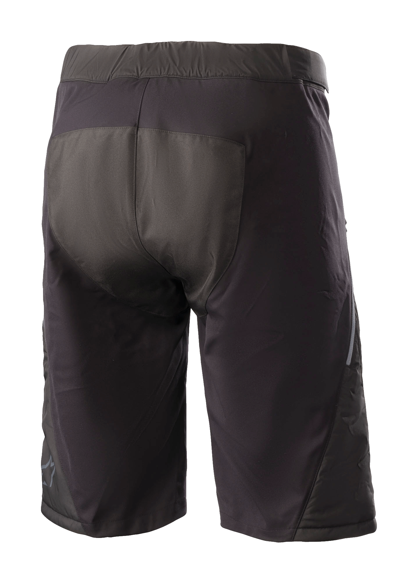 Alpinestars Denali 2 Shorts, szorty MTB, kolor Black Grisaille, widok z tyłu prezentujący wzmocniony obszar siedzenia i wodoodporną konstrukcję tekstylną do jazdy w terenie