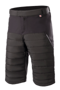 Alpinestars Denali 2 Shorts, szorty rowerowe MTB, kolor Black Grisaille, pikowane panele izolacyjne Primaloft, boczna kieszeń na zamek, regulowany pas, wytrzymały materiał do kolan na MTB
