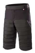 Alpinestars Denali 2 Shorts, szorty rowerowe MTB, kolor Black Grisaille, pikowane panele izolacyjne Primaloft, boczna kieszeń na zamek, regulowany pas, wytrzymały materiał do kolan na MTB