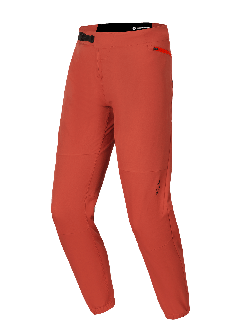 Alpinestars A-Dura Elite Pants, spodnie rowerowe MTB, ciemnopomarańczowe, wykonane z 4-kierunkowo rozciągliwego materiału Cordura, zapięcie na zapadkę w pasie, boczna kieszeń na zamek i elastyczne mankiety przy kostkach